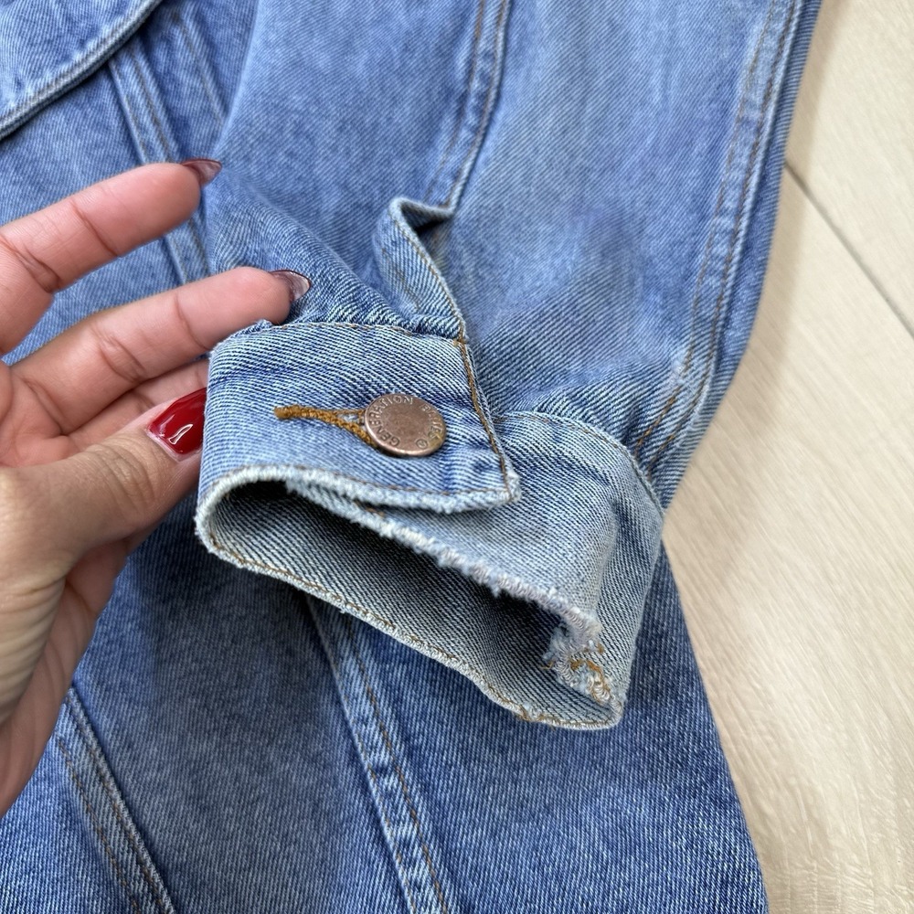 VTG Generation Blues GO‎ Denim Jacket Womens SM Trashed Blue Cotton Trucker 90s - Picture 7 of 13